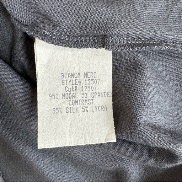 Maria Bianca Nero Gray Scoop Neck Long Sleeve Silk Trim Womens Size M Vintage - Picture 13 of 14